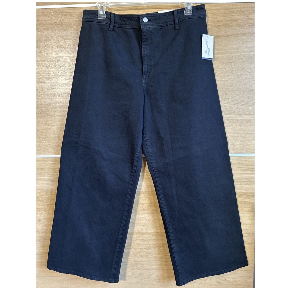 NEW Universal Thread Women’s Sz 16 High Rise Wide Leg Ankle Jeans Black Denim